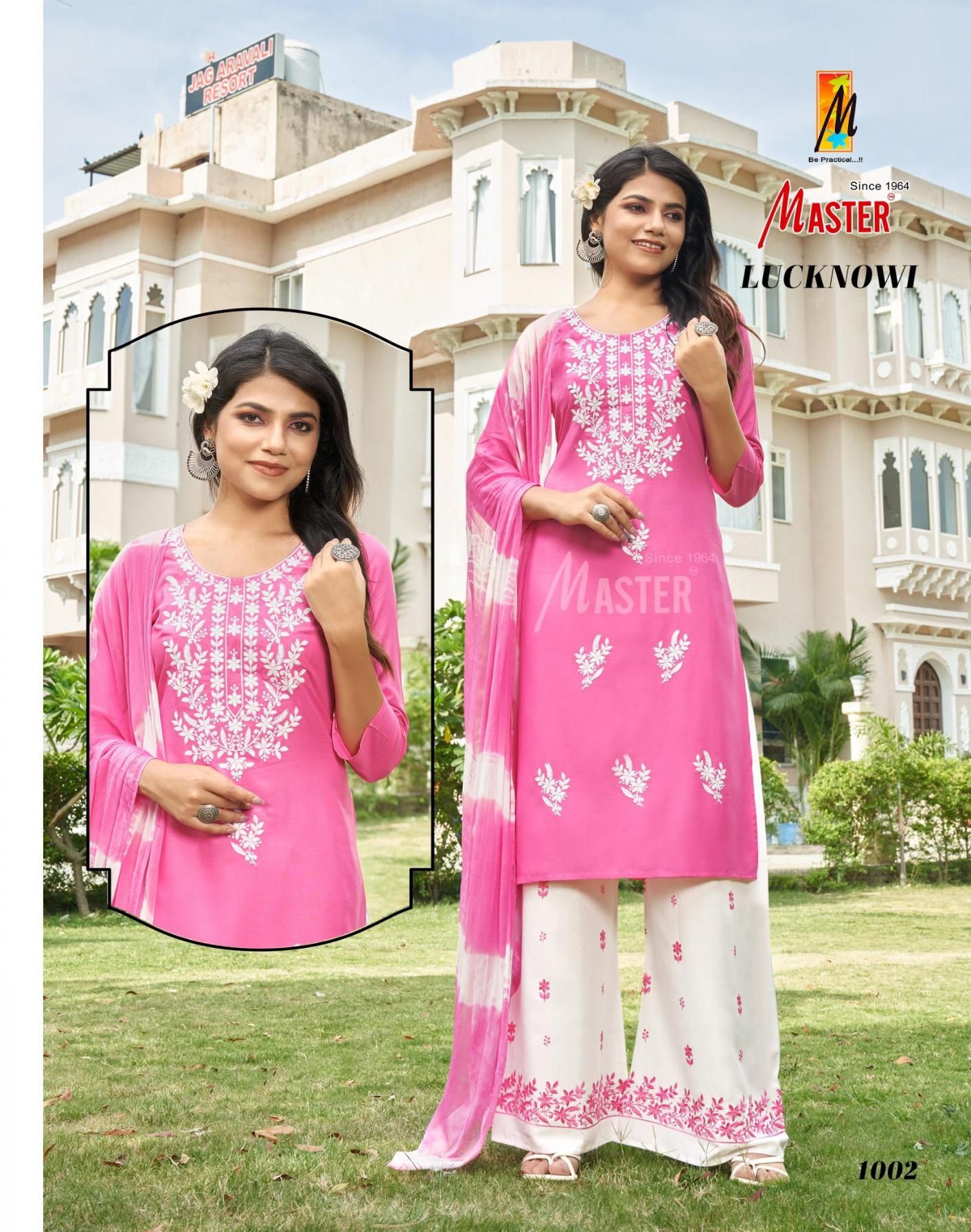 master lucknowi rayon readymade daily wear plazzo kurti with dupatta  