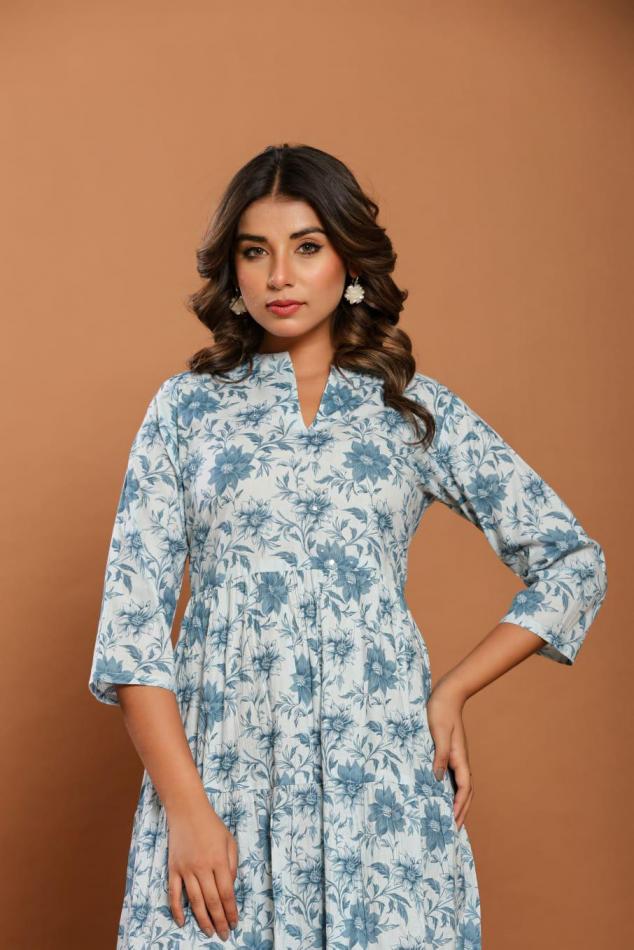 modern cotton dress style unique colours full stitch combo long kurti 