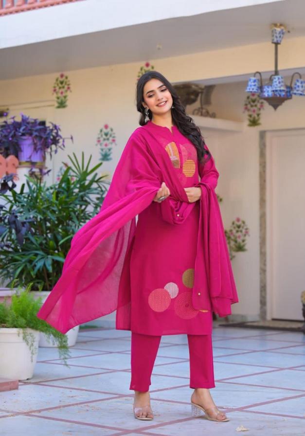 modern pattern cotton elegance readymade combo kurti pant dupatta set