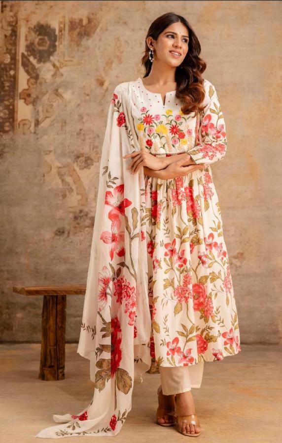 modern pattern fully stitch pretty look cotton combo set suit for womens 