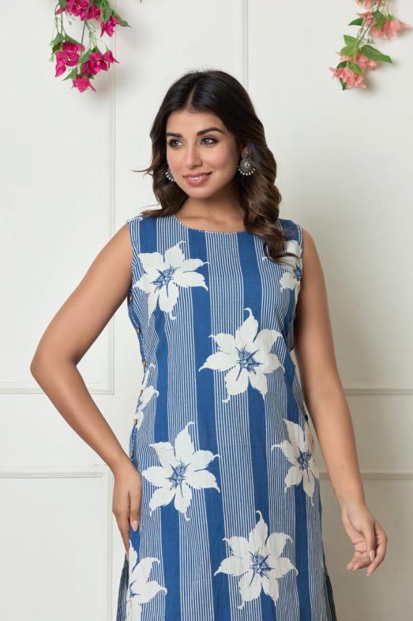 modern pattern fully stitch unique cotton combo kurti with pant online 
