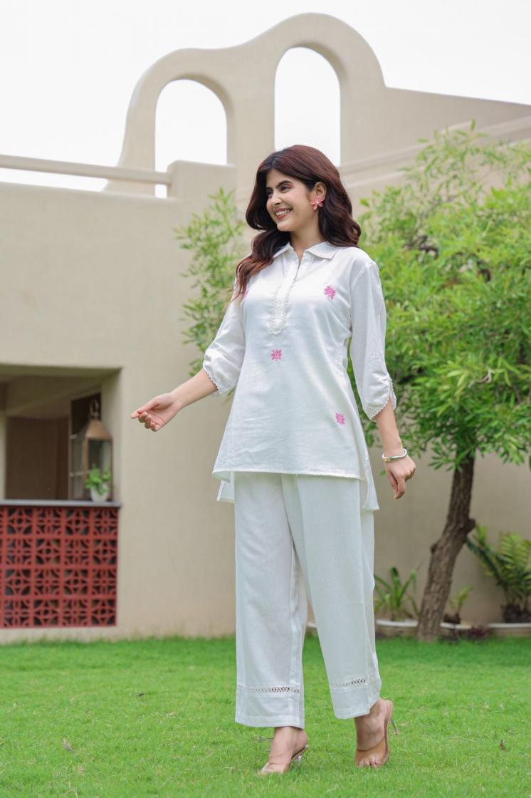 modern pattern pretty look full stitch cotton combo co-ord sets for girls 