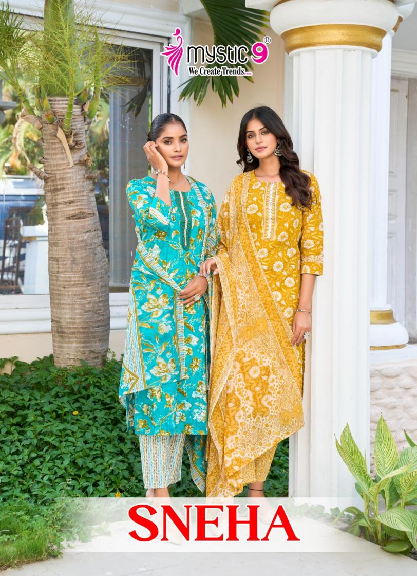 mystic9 presents sneha vol 1 cotton readymade 3pcs dress