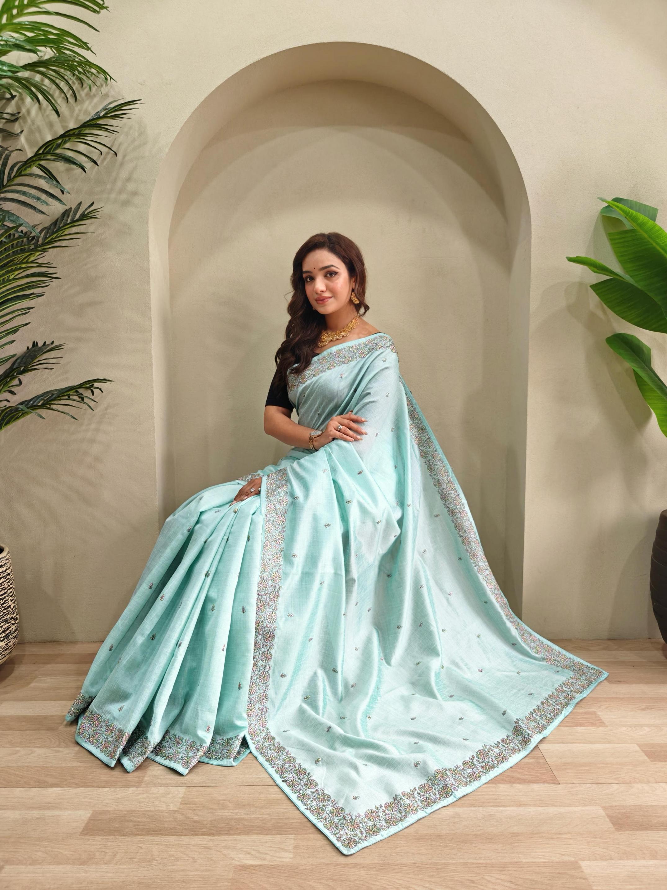 naisha loom tussar gorgeous look saree for womens 