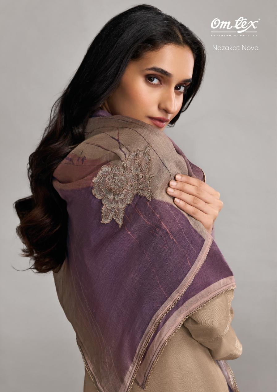 nazakat nova by omtex muslin jacquard attractive look unstitch 3pcs dress