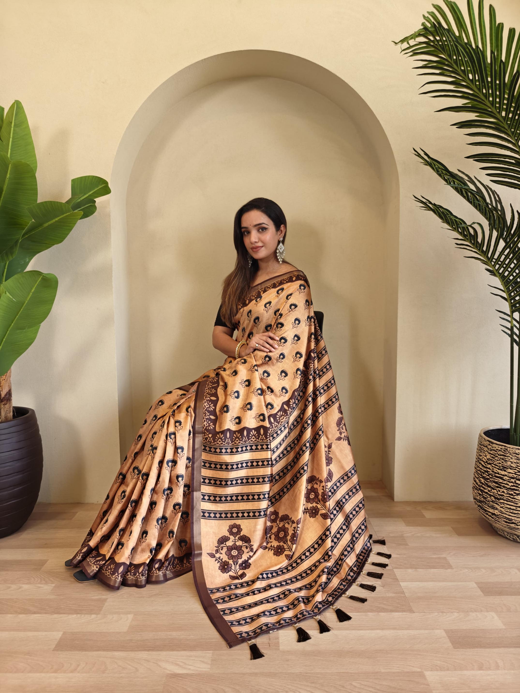 neha dola viscose beautiful print new saree design 2025
