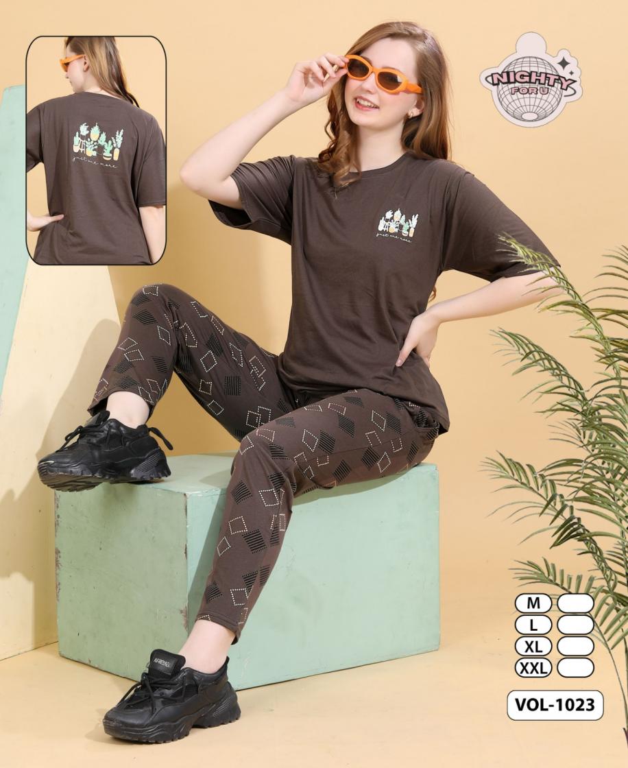 nighty for u cotton hosiery daily wear full stitch girls night suits 