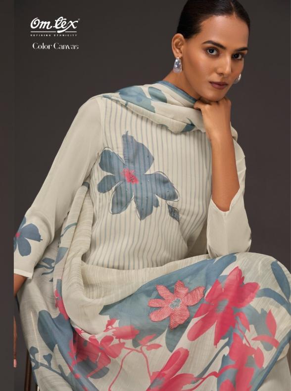 omtex color canvas organza gorgeous look unstitch salwar kameez 