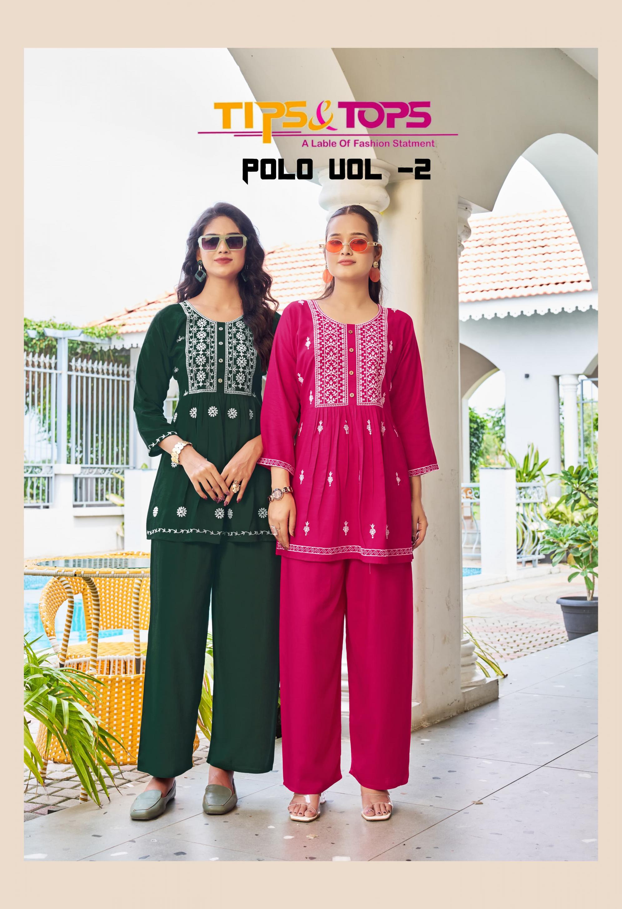 polo vol 2 by tips & tops stylish rayon fully stitch co-ord set for girls 