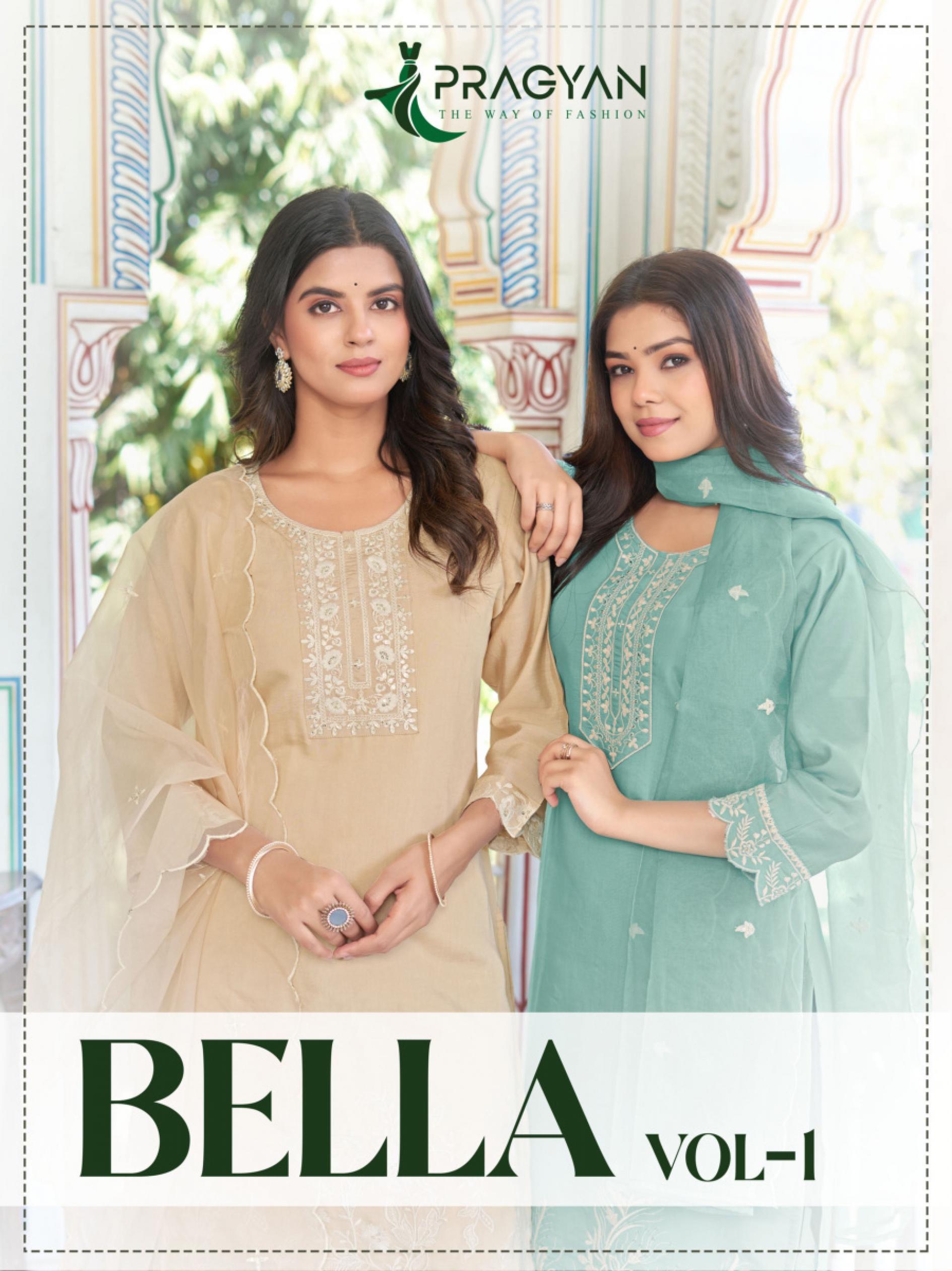 pragyan bella vol 1 roman silk full stitch pretty look salwar kameez              