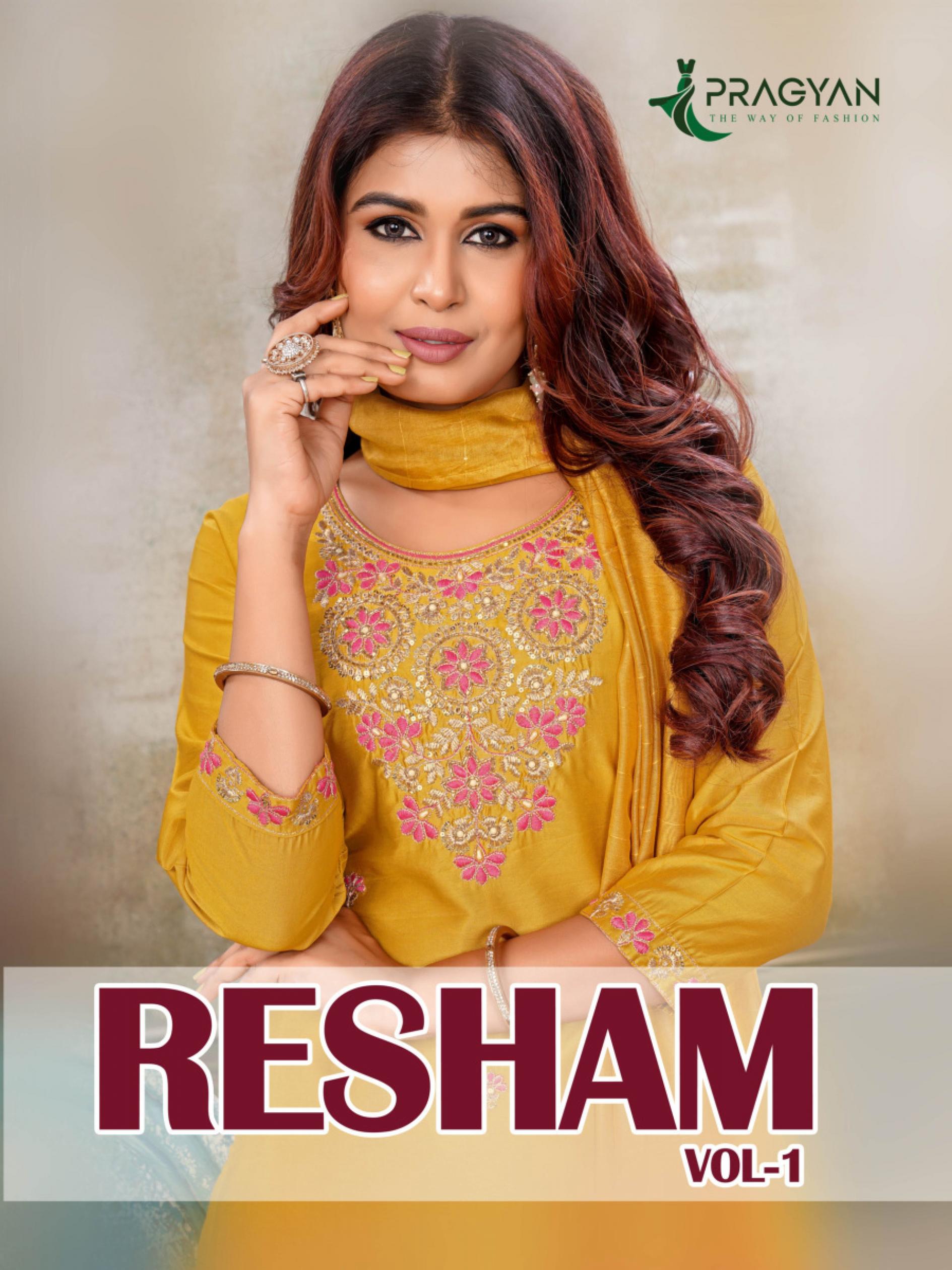 pragyan resham vol 1 chanderi fully stitch stylish suit for womens 