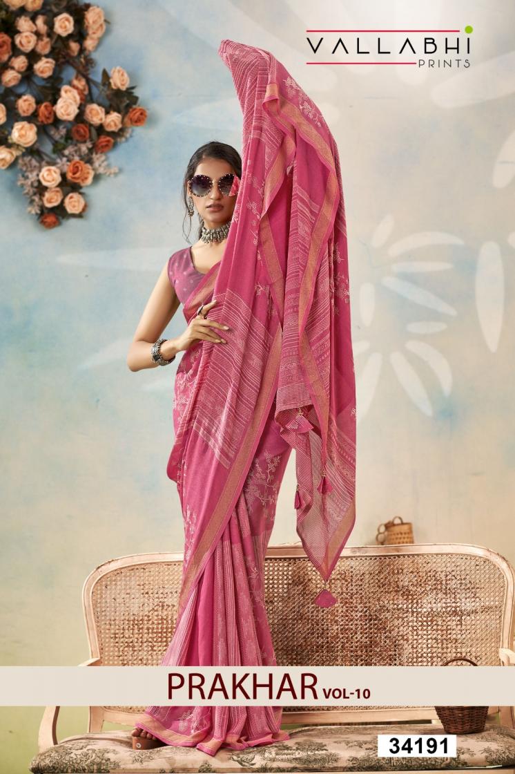 prakhar vol 10 by vallabhi prints moss georgette casual saree for womens 