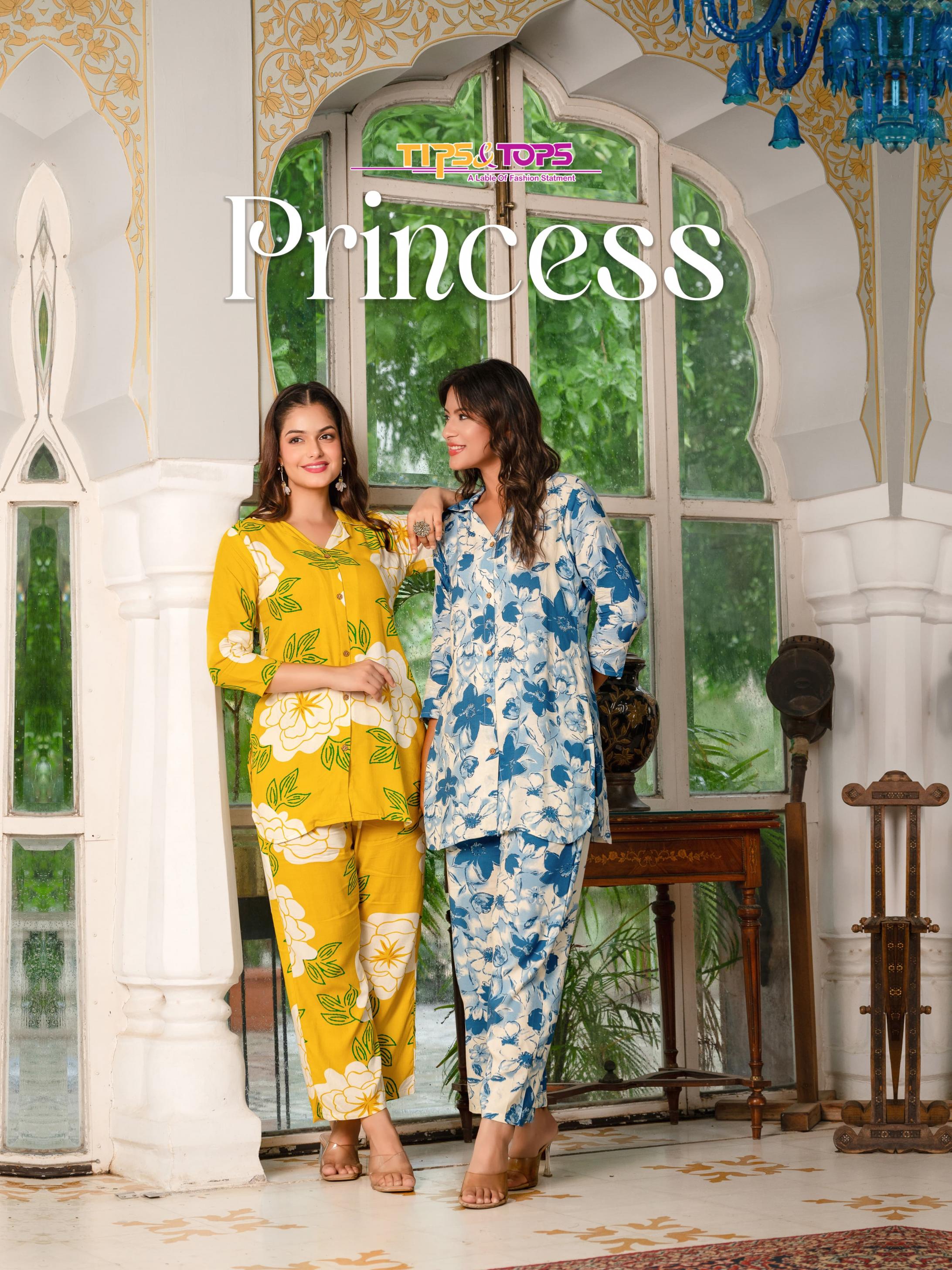 princess by tips & tops rayon readymade elegance style co-ord sets 