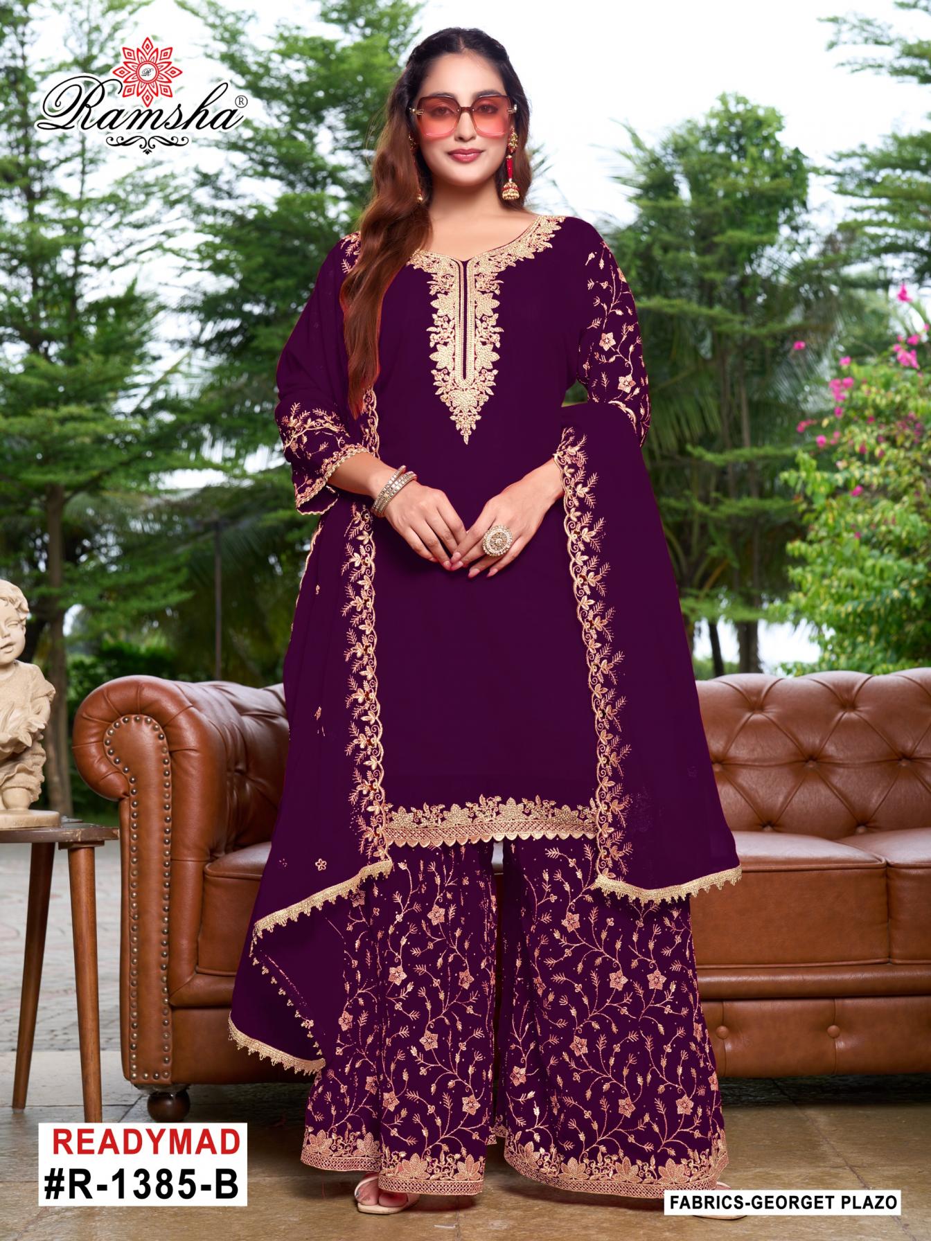 r 1385 nx by ramsha readymade party wear georgette plazzo pakistani suits 
