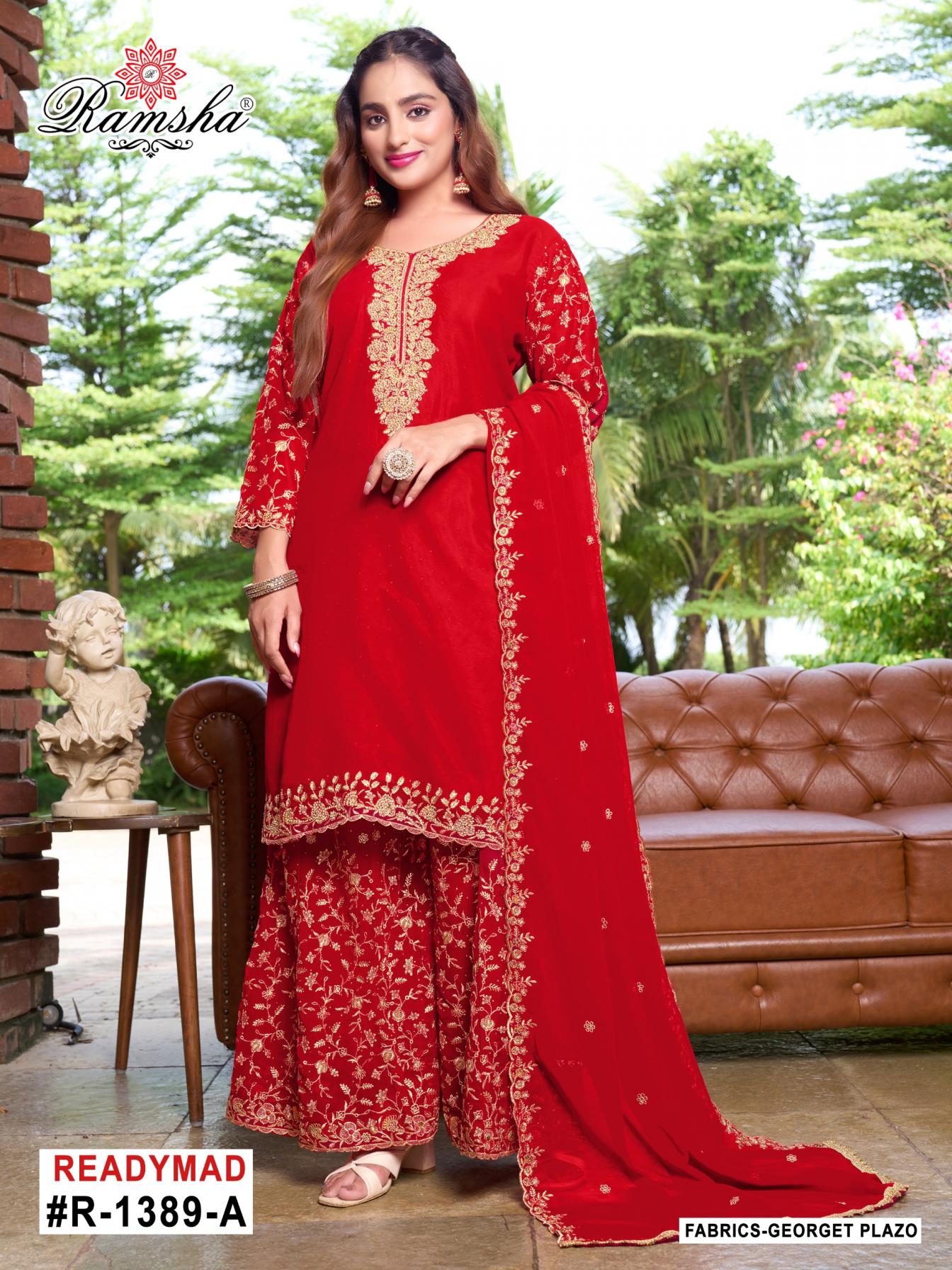 r 1389 nx by ramsha readymade designer georgette plazzo pakistani suit 
