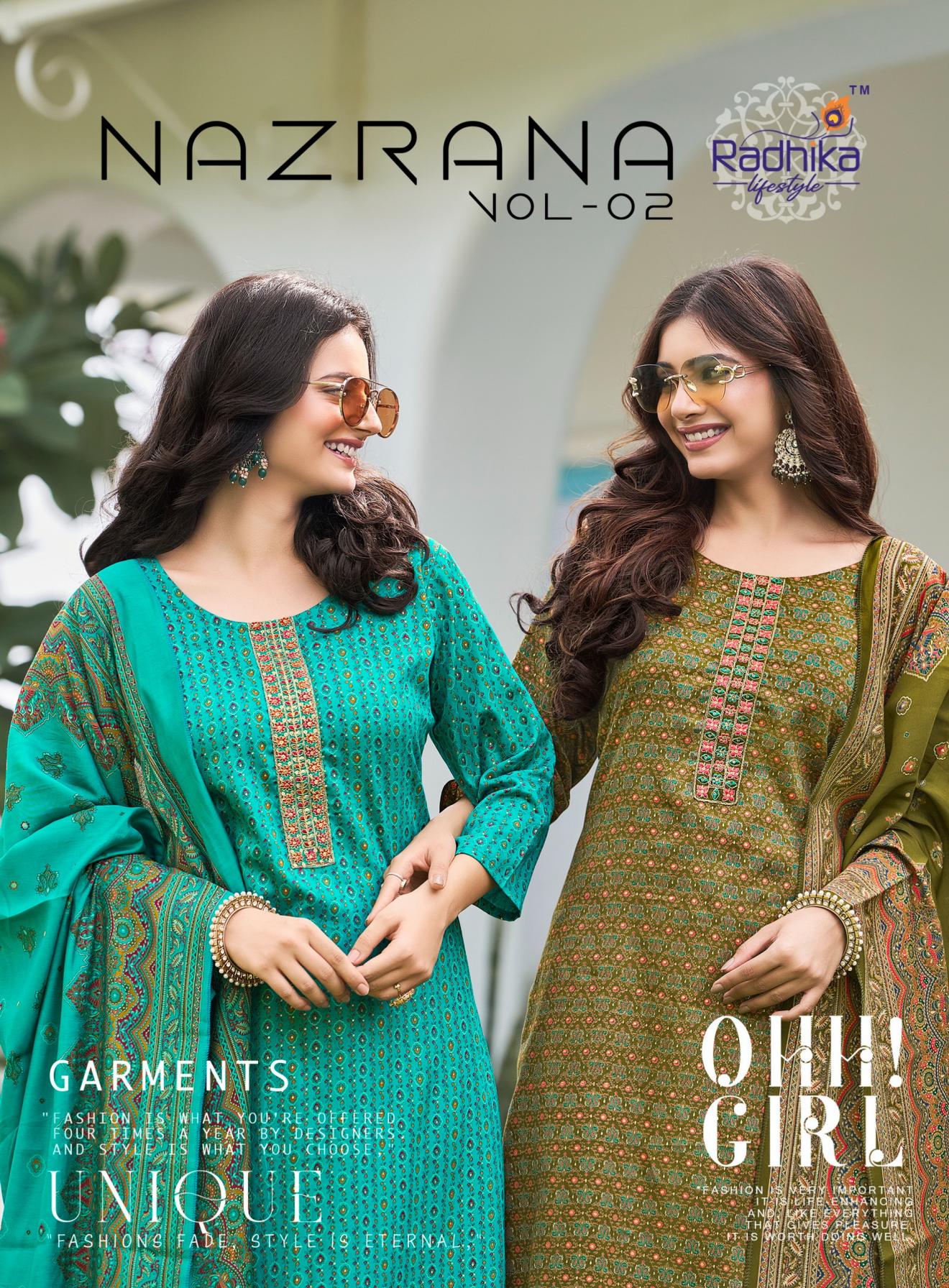 radhika lifestyle nazrana vol 2 jam satin readymade big size stylish suit for women