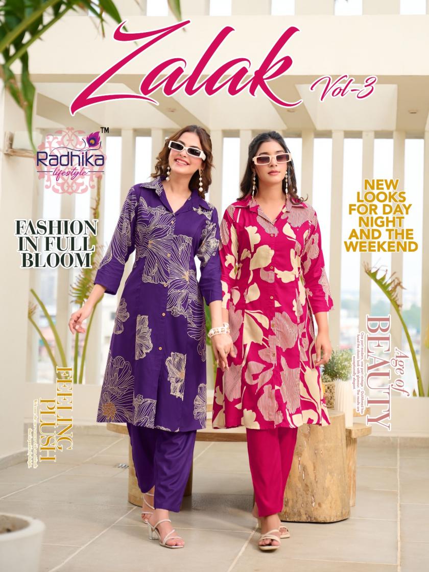 radhika lifestyle zalak vol 3 rayon readymade unique a-line co-ord sets 