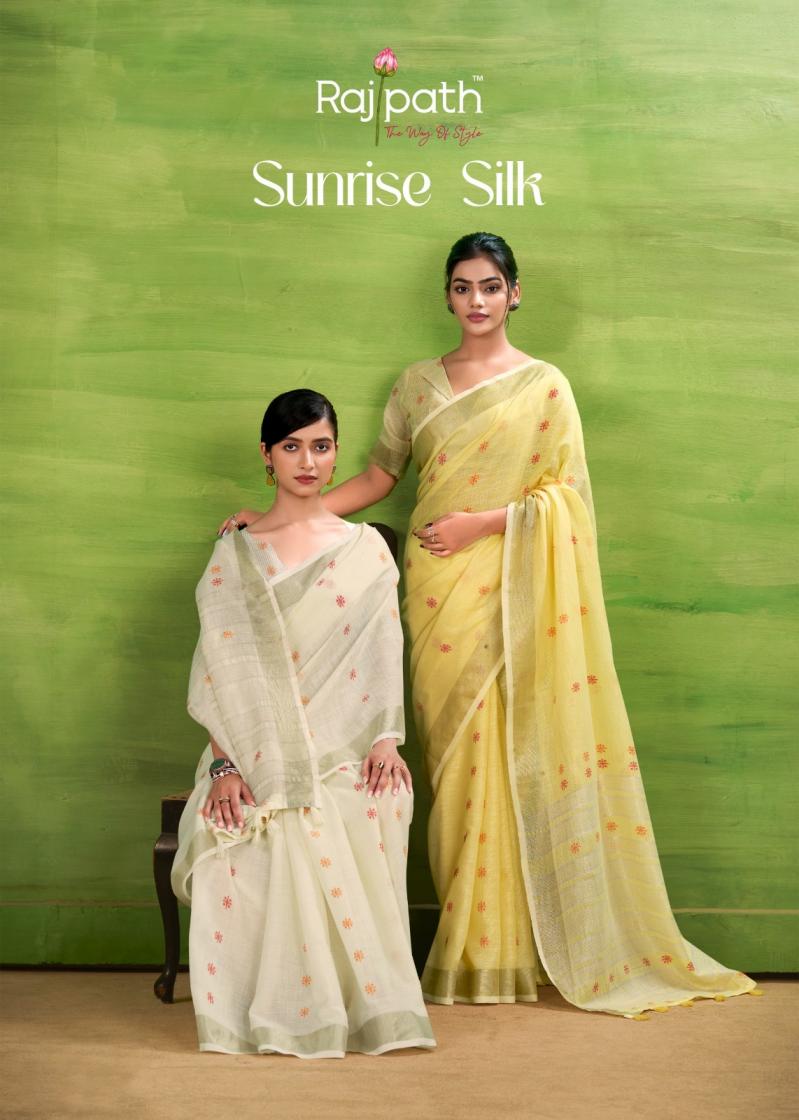 rajpath sunrise silk linen silk fashionable saree wholesaler 
