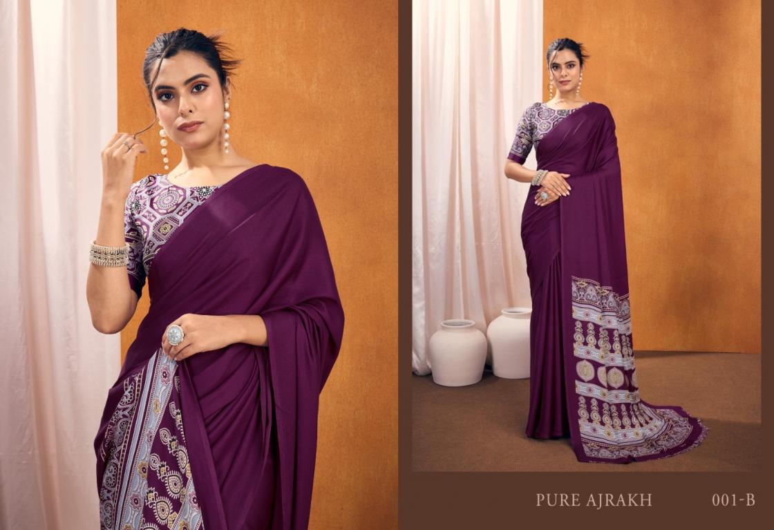 rajtex pure ajrakh vol 1 gorgeous look satin crepe sarees