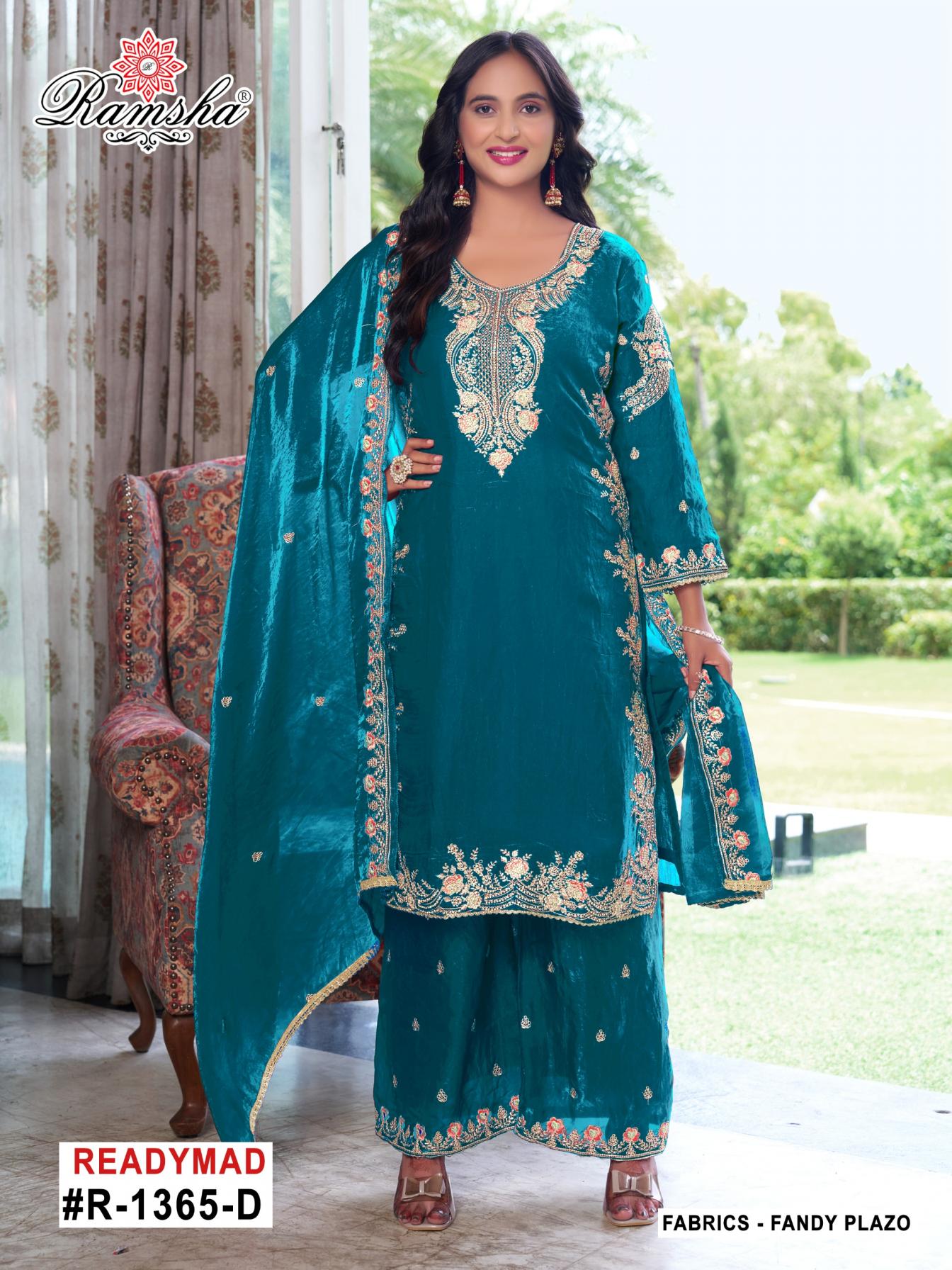 ramsha 1365 nx fandy readymade designer pakistani plazzo kurti with dupatta 