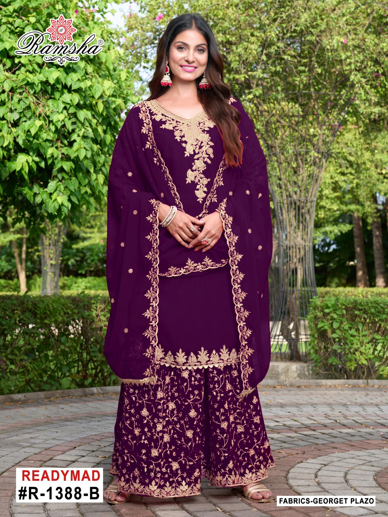 ramsha r 1388 nx georgette full stitch pakistani plazzo 3pcs dress