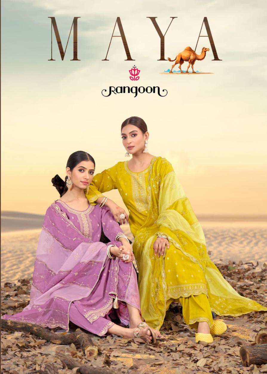 rangoon maya viscose jacquard fully stitch stylish suit for womens 