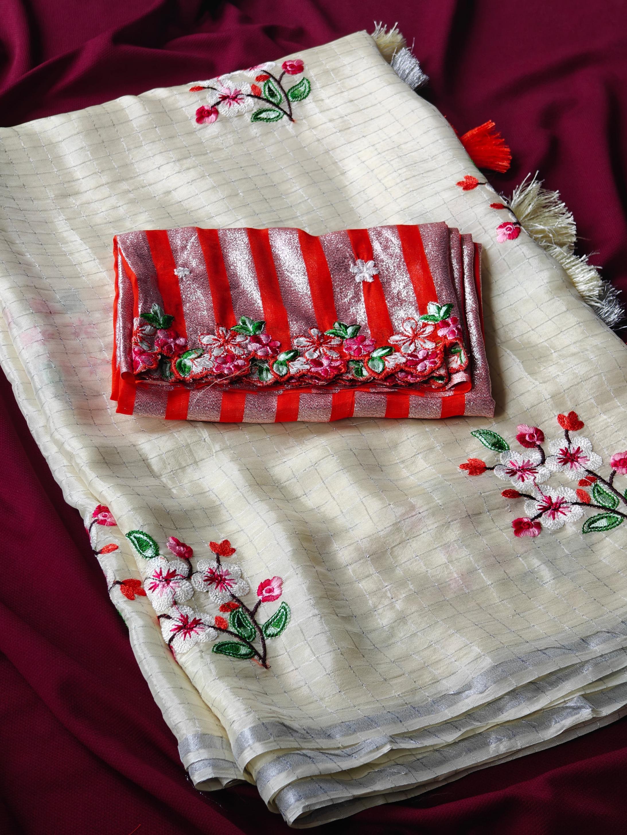 ranjana glass german chiffon chex classic saree exports 