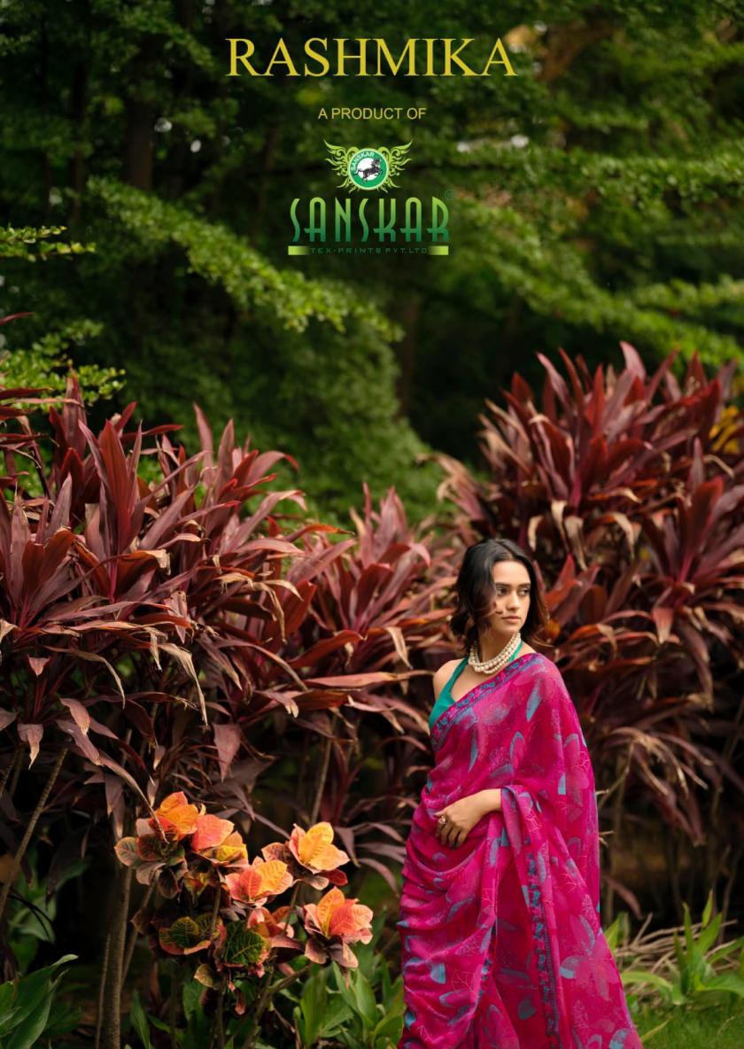 rashmika by sanskar tex prints georgette daily wear saree supplier 