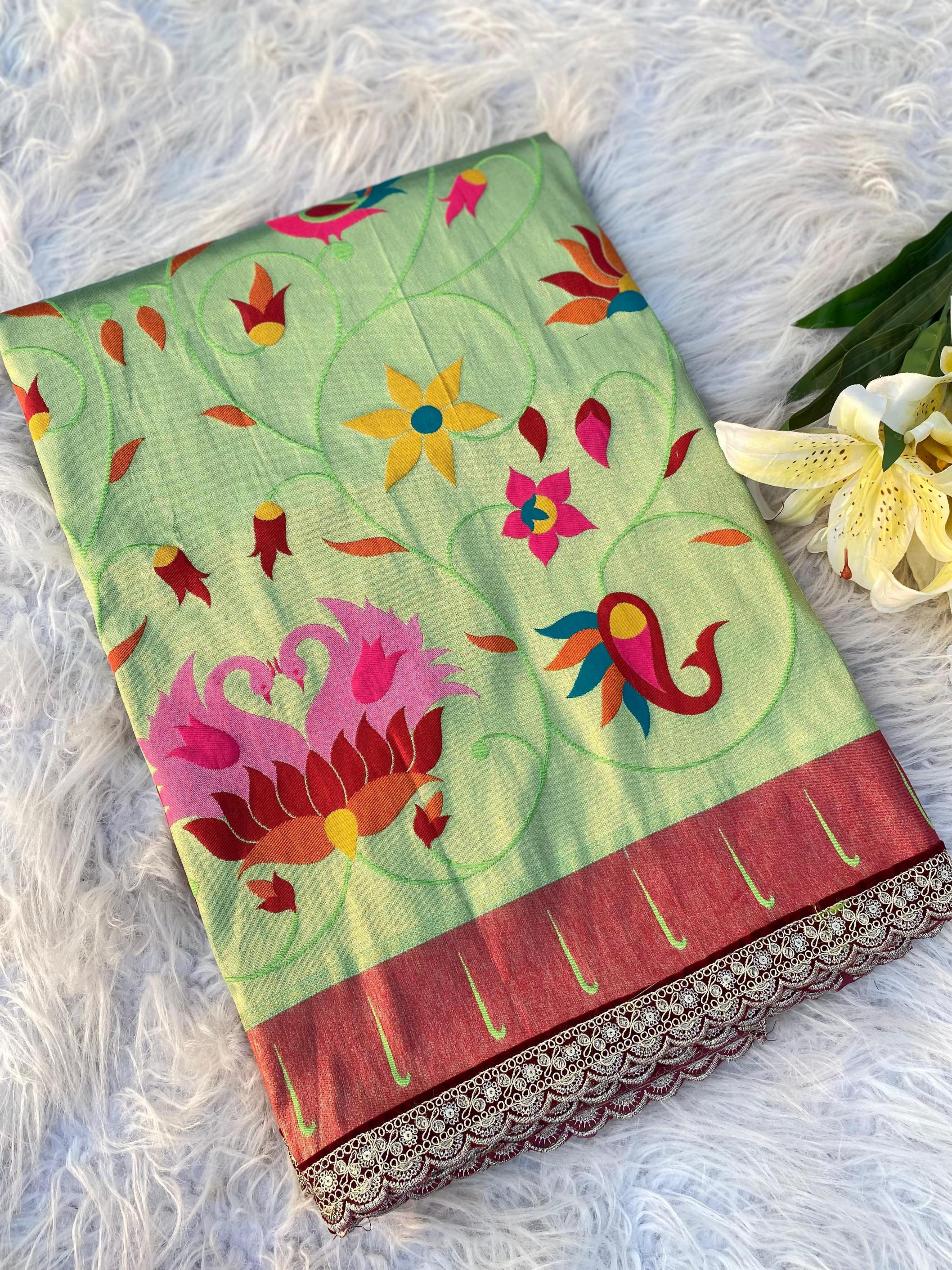 renuka lace gorgeous look paithani silk sarees 