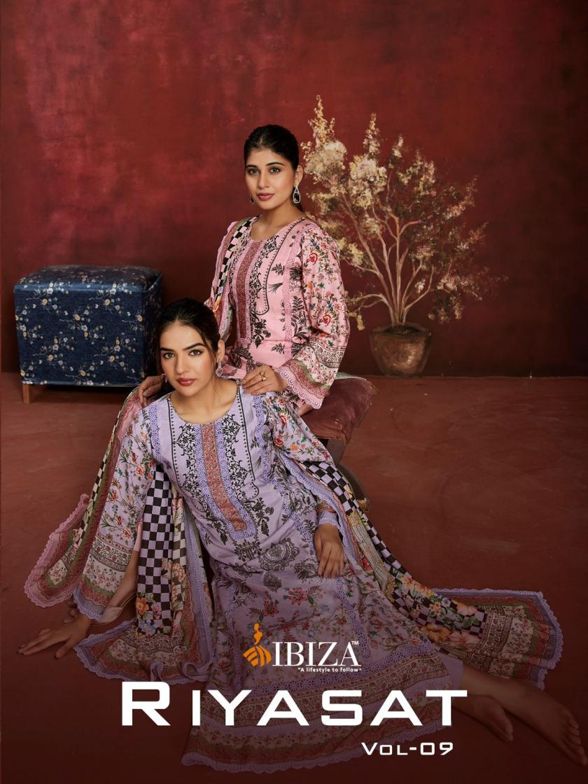riyasat vol 9 by ibiza 3pcs unstitch salwar suit 