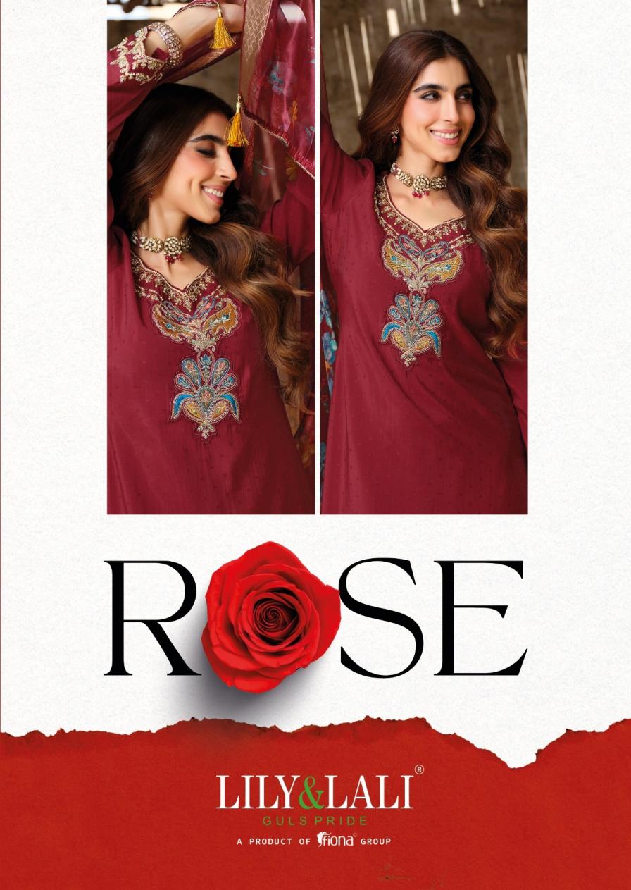rose by lily & lali simmer silk readymade luxurious silk suit for women
