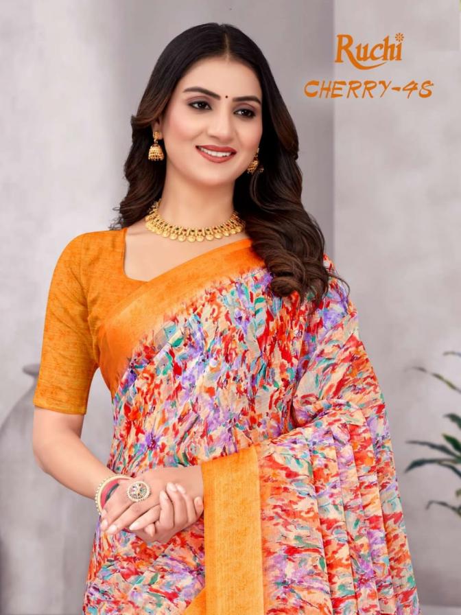 ruchi cherry vol 48 amazing chiffon sartin saree supplier 