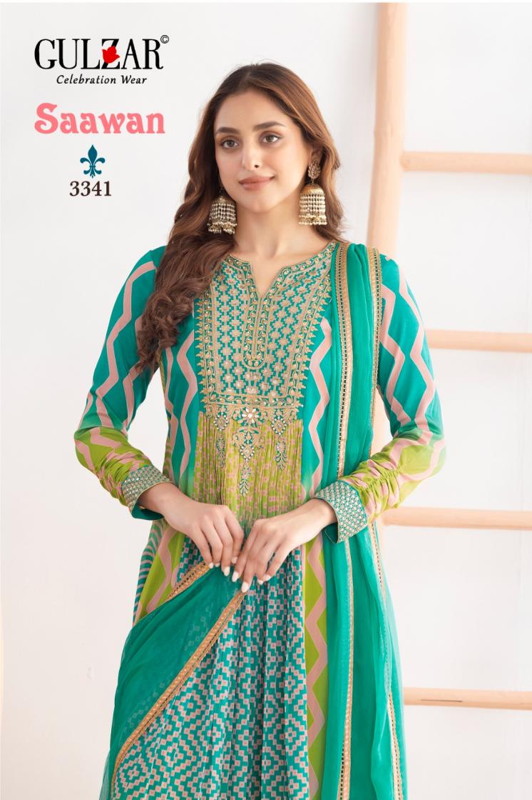 saawan by gulzar chinon anarkali style readymade combo 3pcs dress