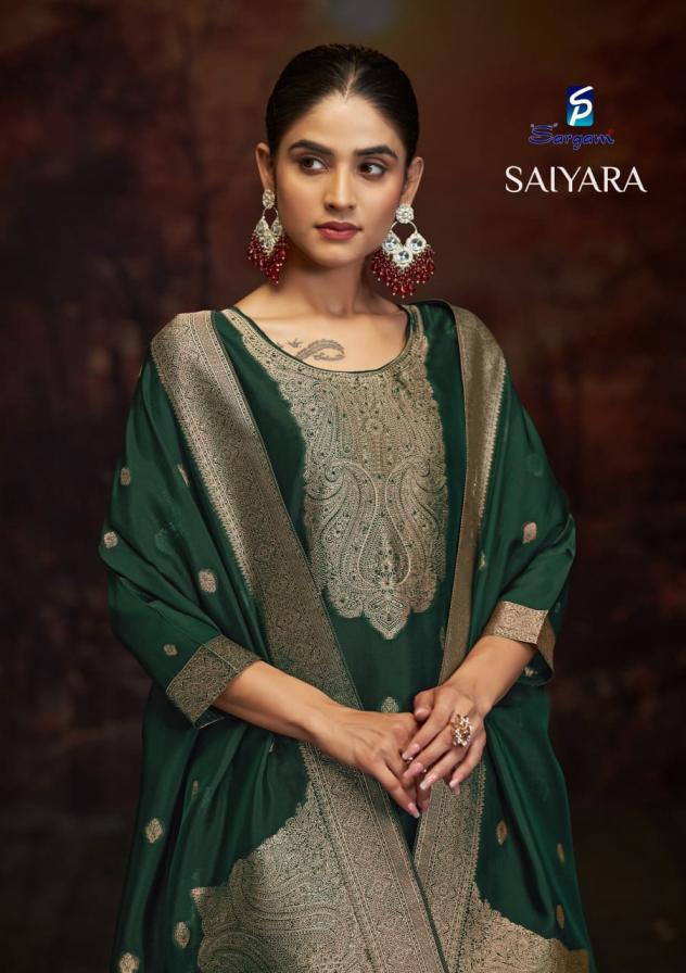 saiyara by sargam prints silk jacquard unstitch 3pcs dress