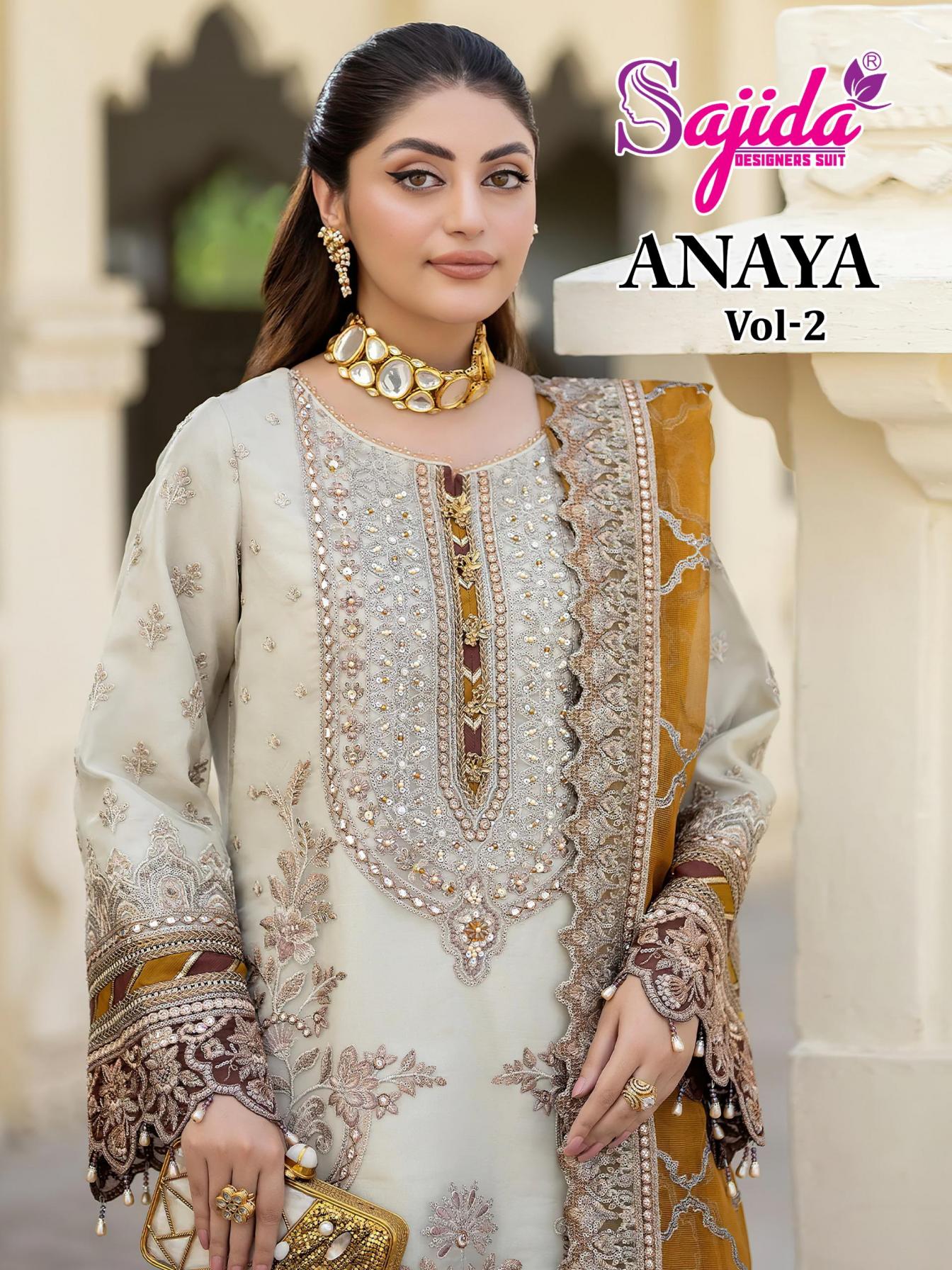 sajida designer anaya vol 2 readymade georgette pakistani plus size 3pcs dress