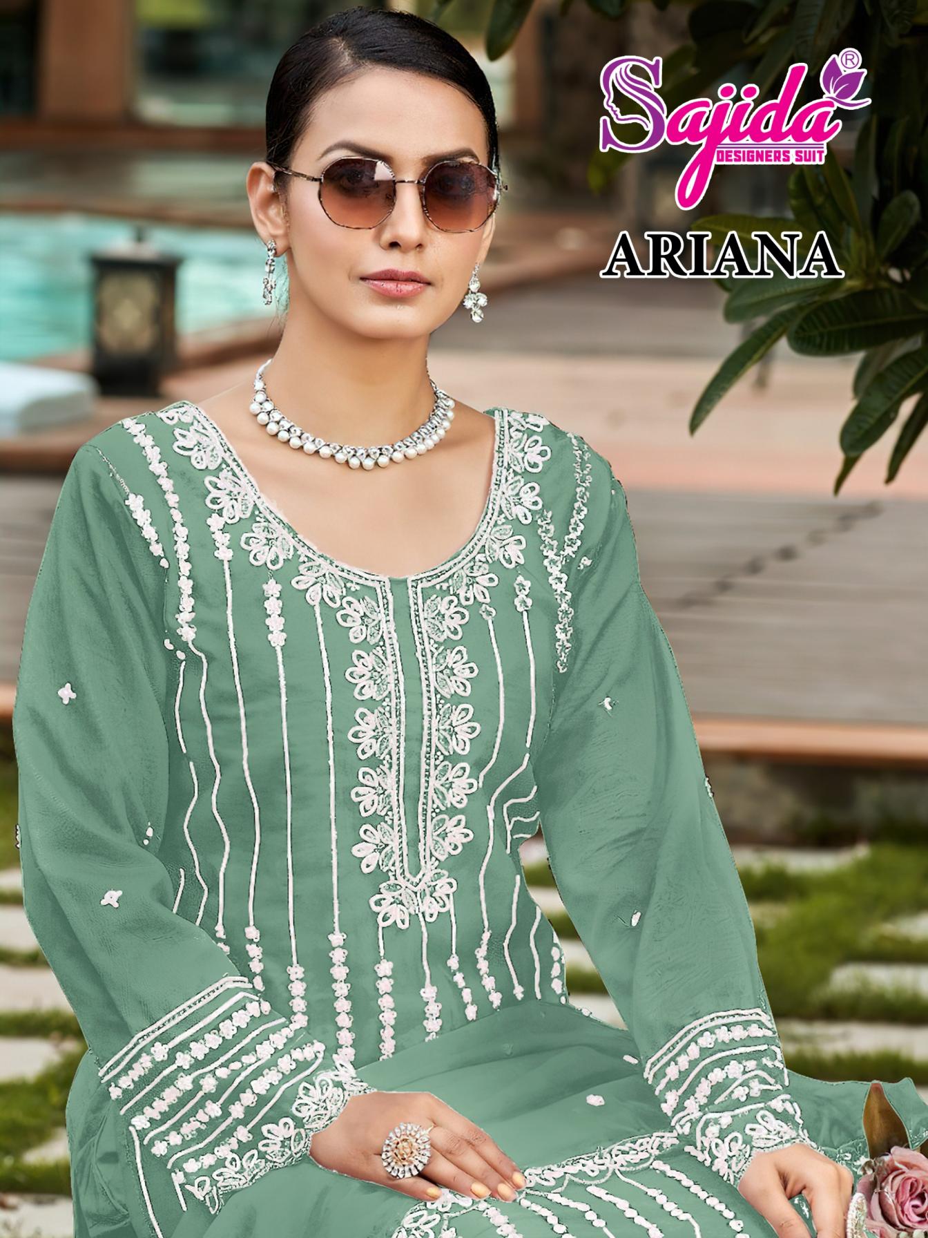 sajida designer ariana 1074 organza pakistani dress materials 