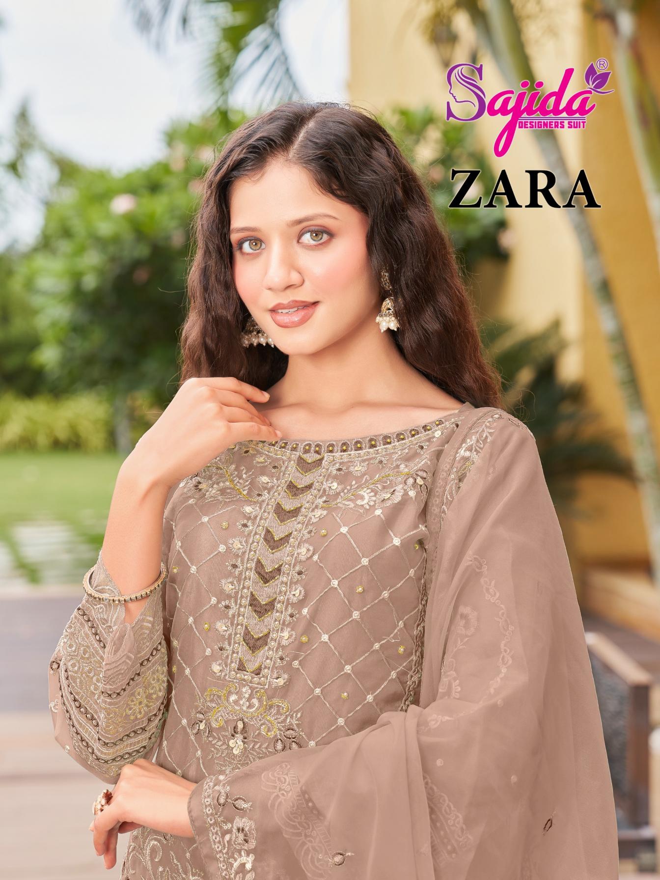 sajida designer zara 1014 efgh organza pakistani unstitch suits  