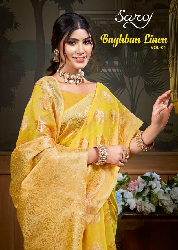 Saroj Baghban Linen Vol.1 cotton linen saree