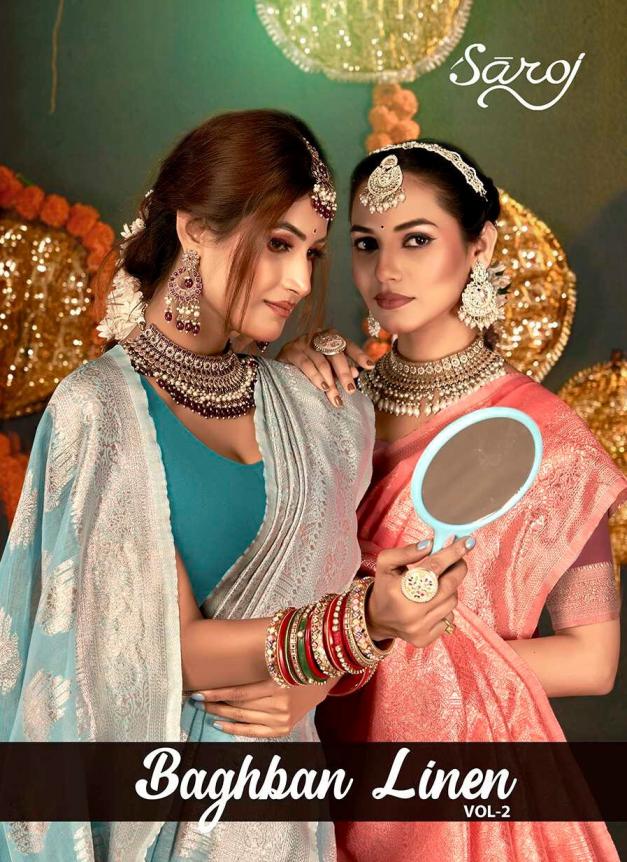 Saroj Baghban Linen Vol.2 cotton linen saree