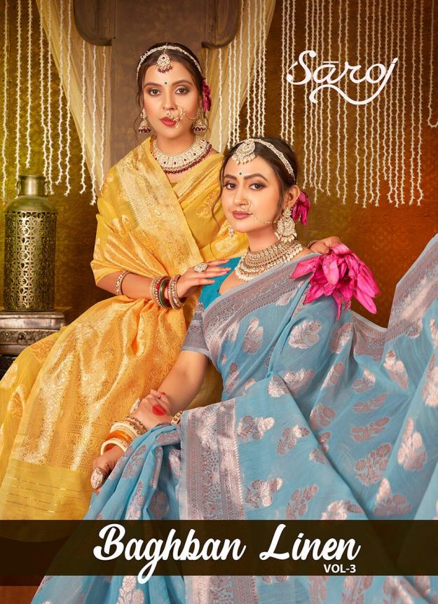 Saroj Baghban Linen Vol.3 cotton linen saree
