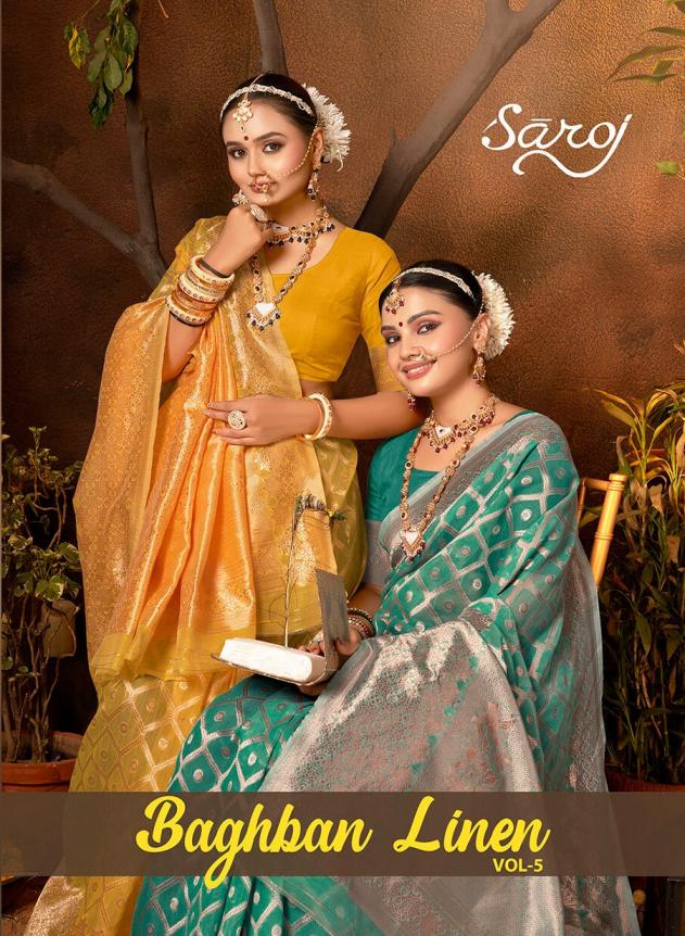 Saroj Baghban Linen Vol.5 cotton linen saree