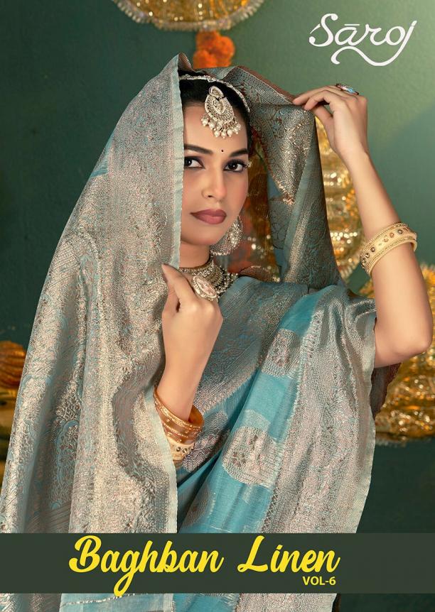 Saroj Baghban Linen Vol.6 cotton linen saree