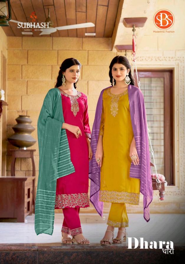 sbs launch dhara roman silk readymade classic suit for womens 