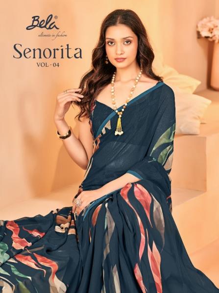 senorita vol 4 by bela fashion bamber georgette pretty look saree exports 
