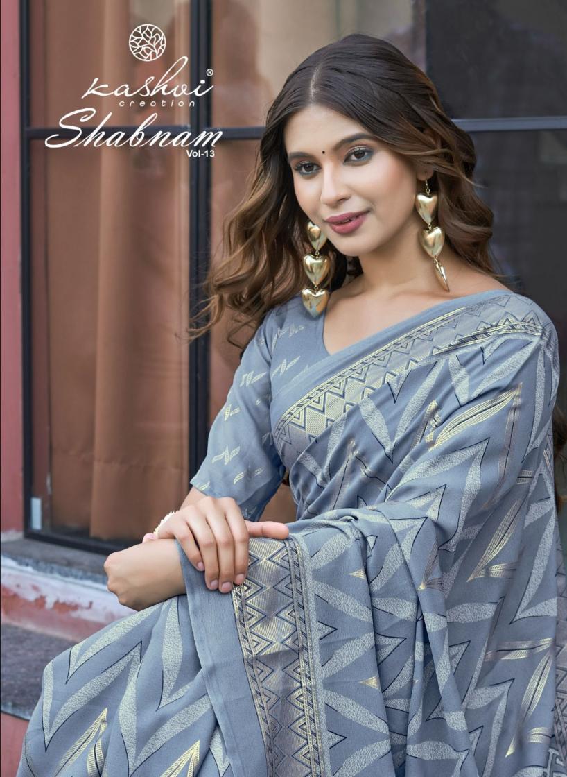 shabnam vol 13 by kashvi creation amazing dull moss sarees 