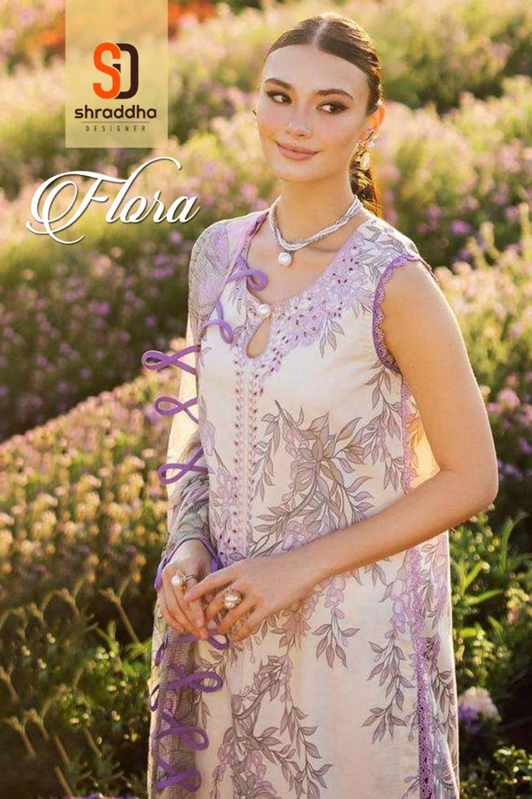 shraddha designer flora vol 1 lawn cotton modern pakistani unstitch suits 