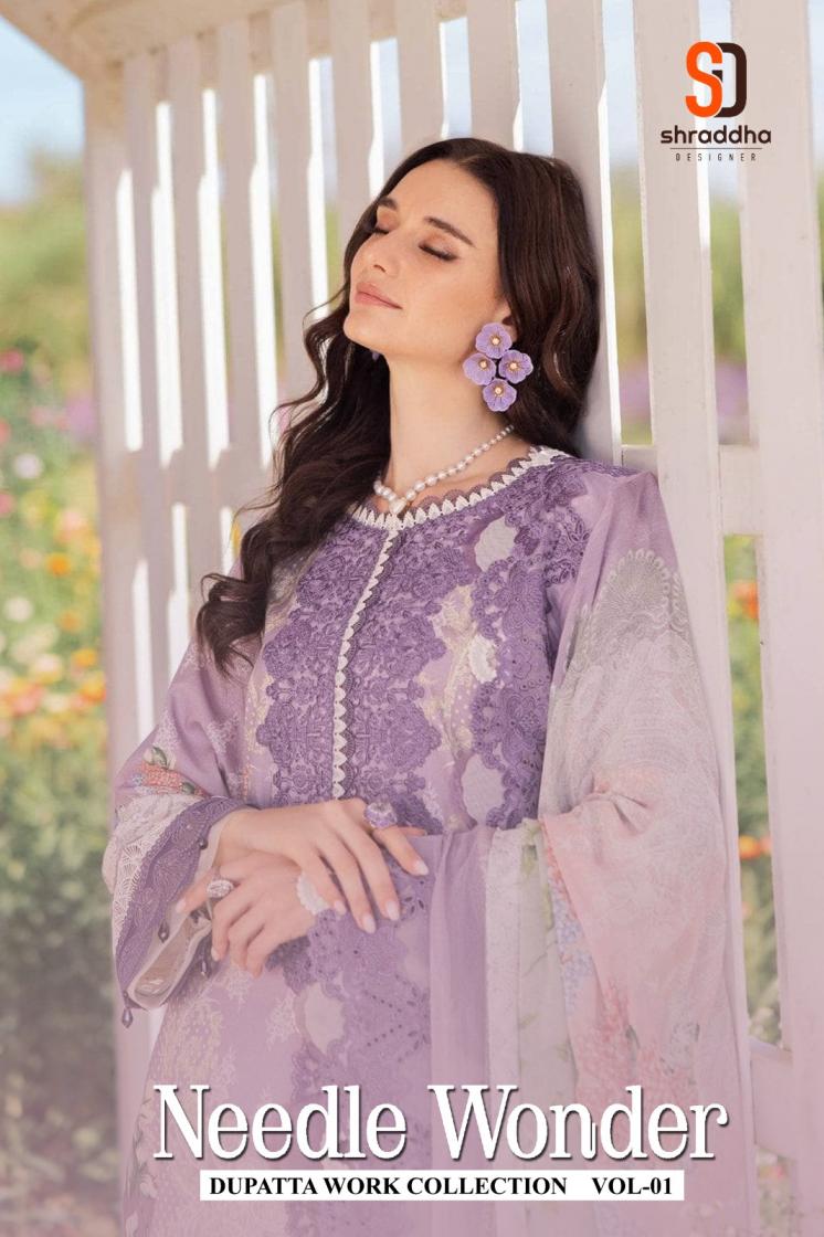 shraddha designer needle wonder vol 1 cotton pakistani stylish dress materials 