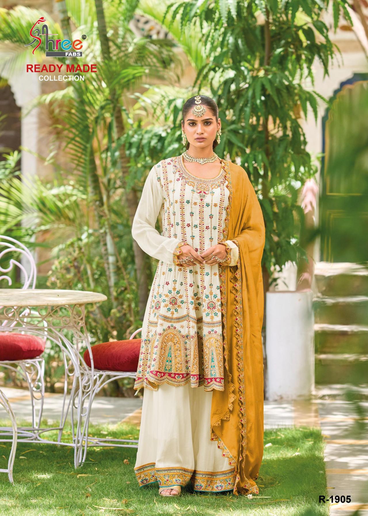 shree fabs 1905 chinon readymade attractive look plazzo pakistani suits 