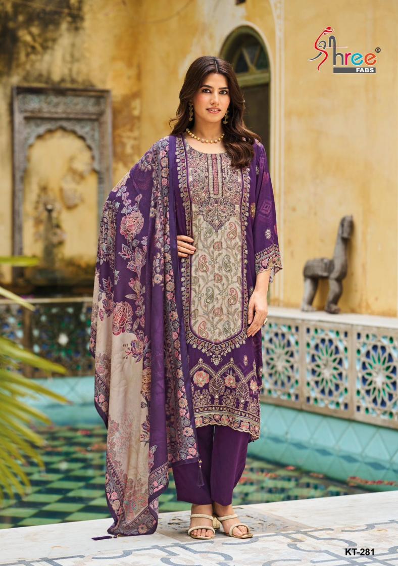 shree fabs kt 281 viscose muslin attractive look pakistani dress materials 