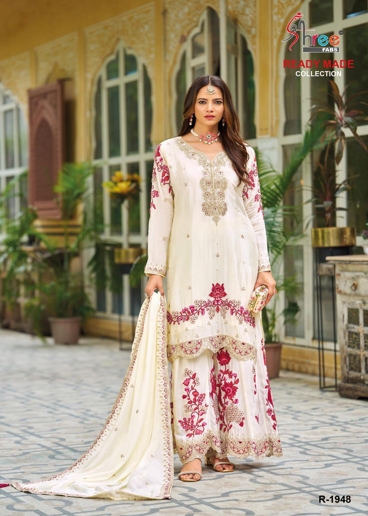 shree fabs presents 1948 chinon readymade pakistani plazzo kurti with dupatta 